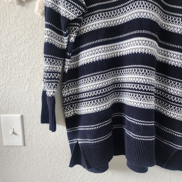 Vince Cotton Knit Striped V-neck Oversized Tunic Sweater Top Black Minimalist XL - Picture 4 of 11